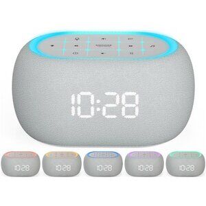 White Noise Sound Machine Alarm Clock Bluetooth Speaker Night Light for Sleep